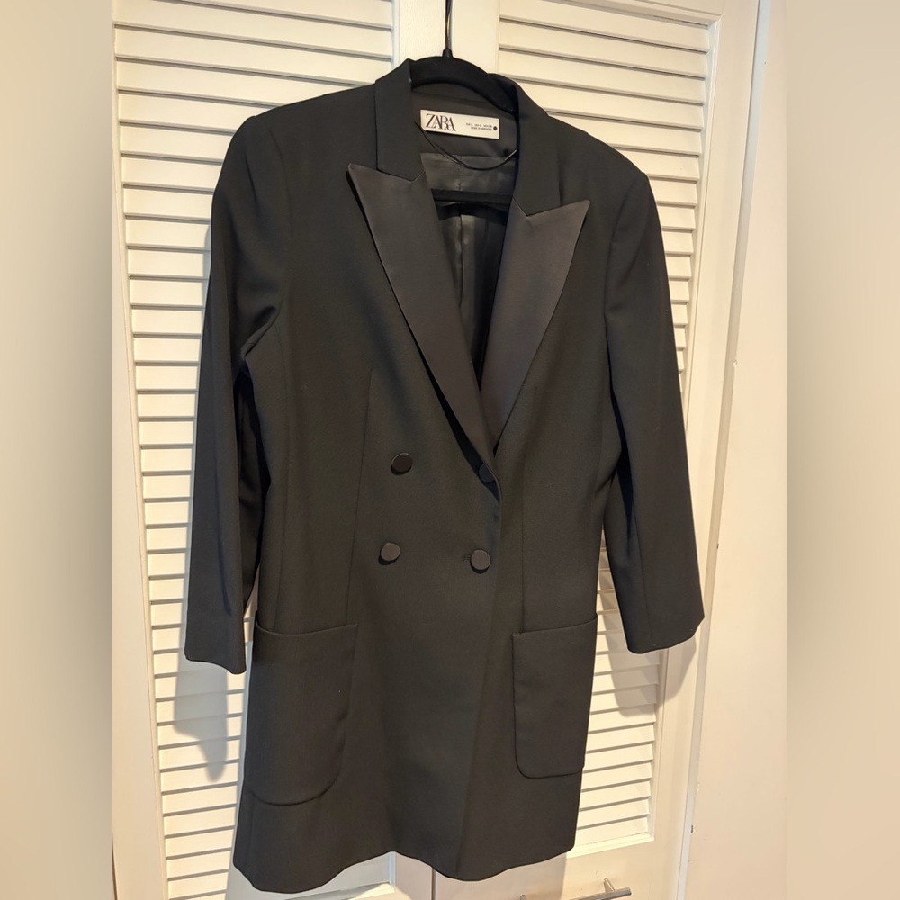Zara Black Double-Breasted Blazer Dress